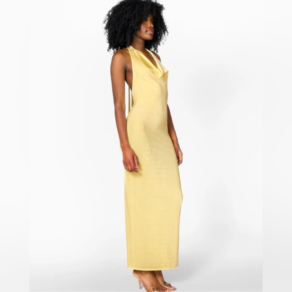 Yellow halter maxi dress